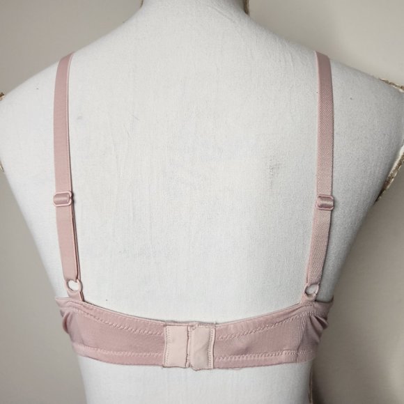 Maidenform Womens 38B Light Pink Padded Wired Bra Lace Trim Hook Eye - Picture 3 of 5